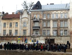 Funeral service on tortured by the victims of the totalitarian mode