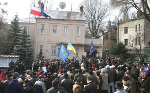 Mass meeting near the General consulate of Poland in Lvov