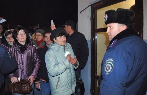 Turns near the General consulate of Poland in Lvov