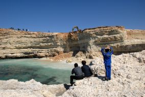 Strengthening of shore of Kazachya bay
