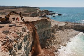 Strengthening of shore of Kazachya bay