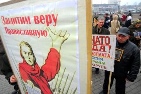 Religious procession  against Ukraine entry to NATO