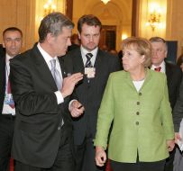 Vikot Yushchenko and Angela Merkel