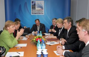 Vikot Yushchenko and Angela Merkel