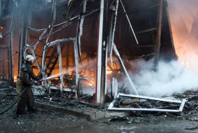 Пожар на рынке «Барабашово» в Харькове