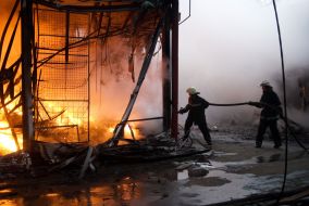 Пожар на рынке «Барабашово» в Харькове