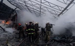 Пожар на рынке «Барабашово» в Харькове