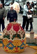 Ukrainian cultural sights made of chicken eggs exhibition