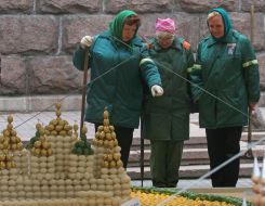 Ukrainian cultural sights made of chicken eggs exhibition