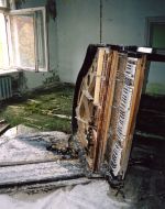 Broken-down piano in Pripyat