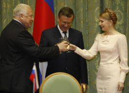 Viktor Zubkov, Yuliya Timoshenko and Viktor Chernomyrdin