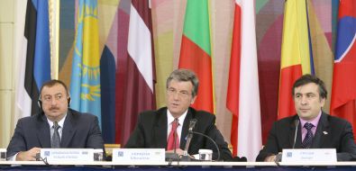 Viktor Yushchenko, Ilkham Aliev and Mikhail Saakashvily