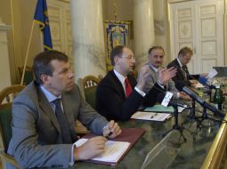 Nikolay Kmit, Arseny Yatsenyuk, Miroslav Senyk and Andrey Sadovy