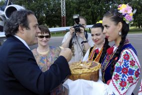 Michel Platini meet with Bread-and-salt welcome