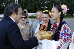 Michel Platini meet with Bread-and-salt welcome