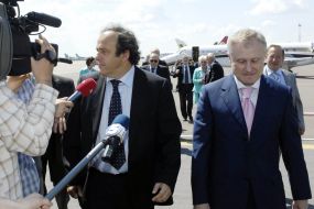 Michel Platini and Grigoriy Surkis