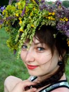 A girl is in a chaplet