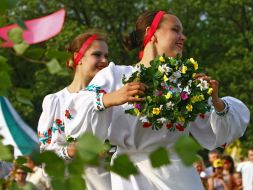 A girl  with a chaplet