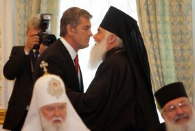 Виктор Ющенко, Любомир Гузар и патриарх Филарет