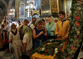 Church members at divine service