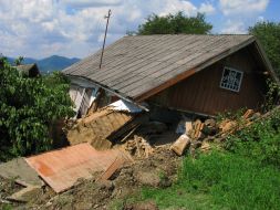 The blasted house in the village Chornoguzy