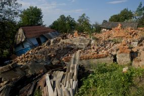 The blasted house in the village Chornoguzy