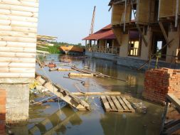 Flooded boating station in village Mayaki