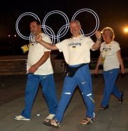 In Olympic country heaved up the Ukrainian flag
