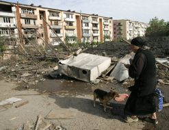 Зруйнована вулиця у місті Горі