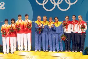 Olga Kharlan, Galina Pundik, Olga Zhovnir and Yelena Khomrovaya