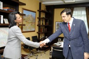 Mikhail Saakashvili and Condoleezza Rice
