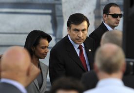 Mikhail Saakashvili and Condoleezza Rice