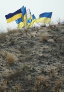 Expedition members of pedestrian motion to Oleshkovskiye sands