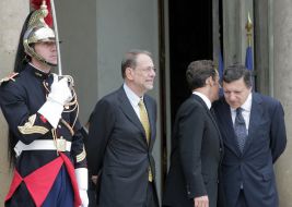 Javier Solana, Jose Manuel Barrosu, Nicolas Sarkozy and Viktor Yushchenko
