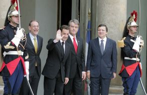 Javier Solana, Jose Manuel Barrosu, Nicolas Sarkozy and Viktor Yushchenko