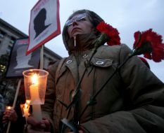 Participant of action of memory of journalist Georgy Gongadze