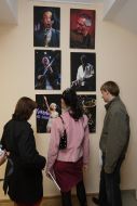 Visitors of jazz photo exhibition