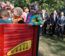 King of Sweden Carl XVI Gustaf in Zmievka village