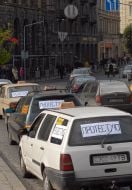 The action of protest of taxi-drivers in Lvov