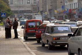 The action of protest of taxi-drivers in Lvov
