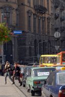 The action of protest of taxi-drivers in Lvov