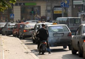 The action of protest of taxi-drivers in Lvov