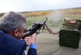 Firing from the machine gun of Kalashnikov