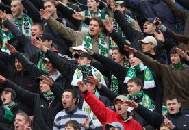 The fans of FС ”Carpathians” (Lvov)