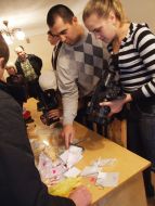 Journalists looks at LSD ”stamps”