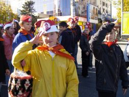 Participants of mass-meeting, devoted to 91th anniversary оf October socialistic revolution