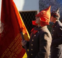 Participants of mass-meeting, devoted to 91th anniversary оf October socialistic revolution