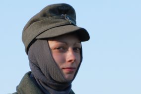 Participant of reconstruction of fights in the form of alleyman