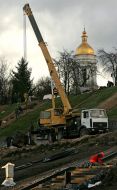 Building of the Memorial sign ”Candle of memory”