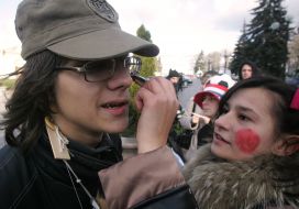 Театрализованное представление у здания Верховной Рады Украины